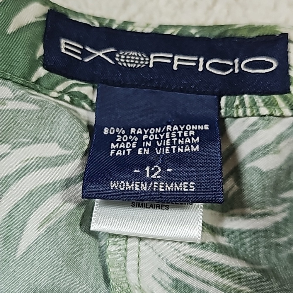 Exofficio pants womens 12 Palm Tree print pants lightweight travel leisure hikin - Picture 2 of 9